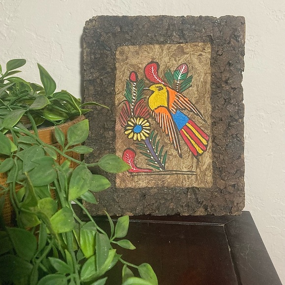 Vintage Mexican Folk Art Amate Bark Paintings On Cork Birds/Flowers 2 - Picture 12 of 12